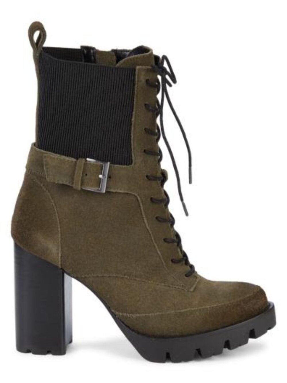 Charles David Govern Ribbed Stack-Heel Suede Booties Size 6.5 in Olive